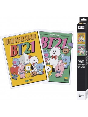 Bt21 Set 2 Posters Chibi 52X38 Bt21 Vintage Universtar 2