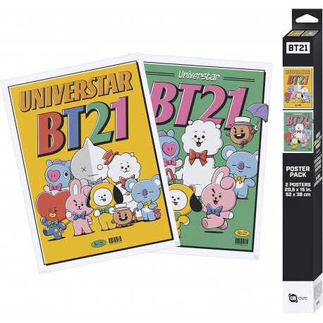 Bt21 Set 2 Posters Chibi 52X38 Bt21 Vintage Universtar 2