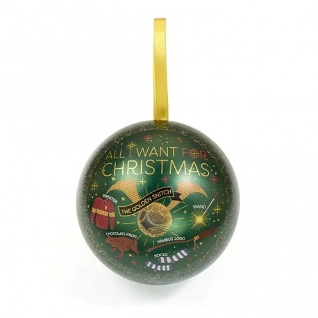 Bola de Navidad All I Want for Christma - Pulsuera Snitch Dorada - Harry Potter