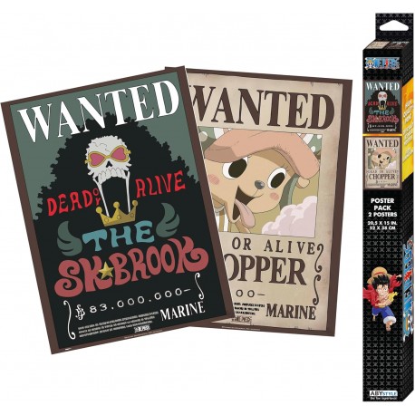 One Piece Set 2 Posters Chibi 52X38 Wanted Chopper & Brook