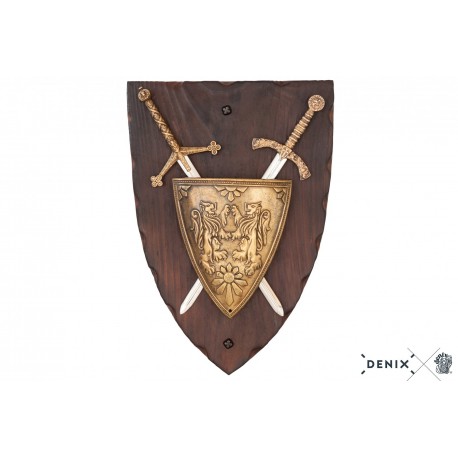 Panoplia con escudo de armas y 2 espadas