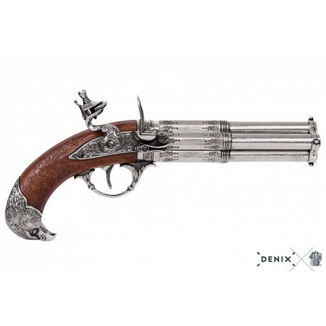 Pistola de 4 cañones giratorios, Francia S. XVIII