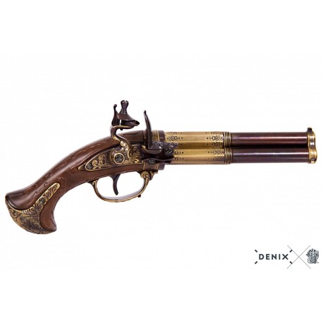 Pistola de 3 cañones giratorios, Francia S. XVIII