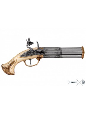 Pistola de 4 cañones giratorios, Francia S. XVIII