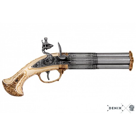 Pistola de 4 cañones giratorios, Francia S. XVIII