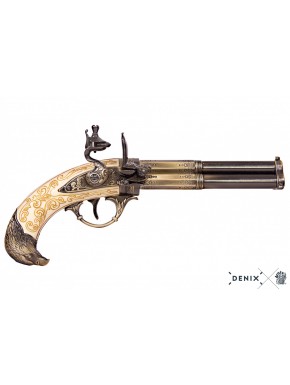 Pistola de 3 cañones giratorios, Francia S. XVIII