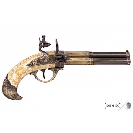 Pistola de 3 cañones giratorios, Francia S. XVIII