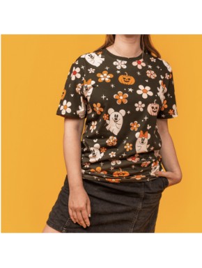 Camiseta negra Halloween Mickey & Minnie fantasmas