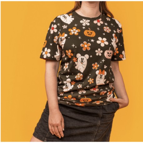 Camiseta negra Halloween Mickey & Minnie fantasmas