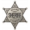 Distintivo de Xerife Grand County em Metal, Réplica Estrela de 6 Pontas