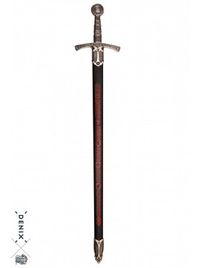 Réplica de espada medieval francesa del siglo XIV con inscripción