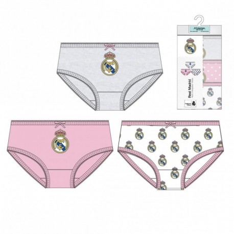 Pack de calcinhas Real Madrid para meninas 100% algodão
