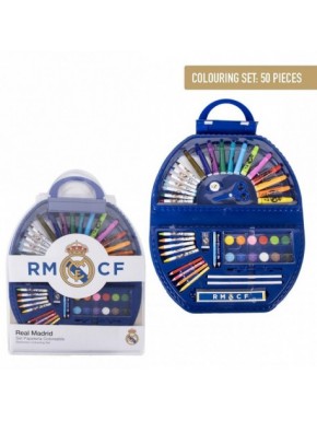 SET PAPELERÍA COLOREABLE 50 PIEZAS REAL MADRID