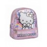 Mochila Casual Iridescente Hello Kitty para Meninas 100% PU