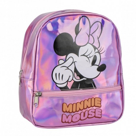 Mochila iridescente Minnie Mouse rosa para crianças