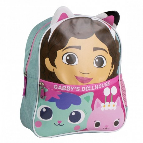 Mochila Escolar Infantil Gabby's Dollhouse lila de poliéster