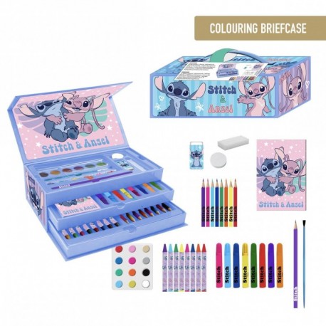 Set de papelería coloreable de Stitch en maletín azul