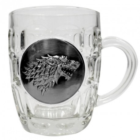 Boccale di birra Stark vetro e metallo Game of Thrones