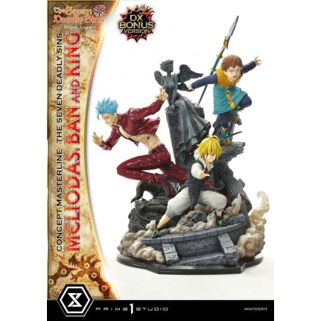 Estatua Deluxe Meliodas, Ban y King 55 cm Seven Deadly Sins