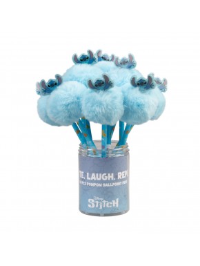 Caneta azul com pom-pom e design do Stitch