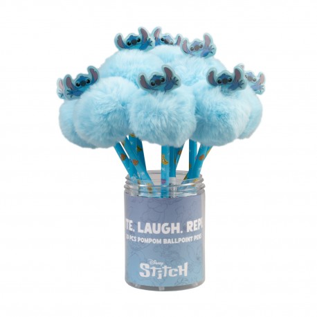 Stylo bleu avec pompon et design Stitch