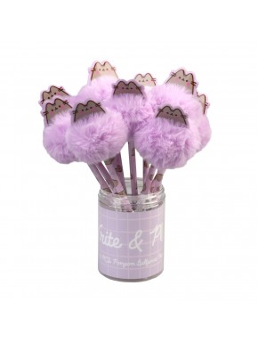 Stylo lilas avec pompon et figure de Pusheen