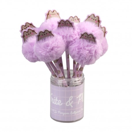 Stylo lilas avec pompon et figure de Pusheen
