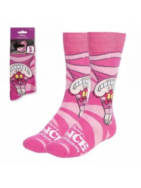 Calcetines Disney Alicia con diseño del Gato de Cheshire rosa