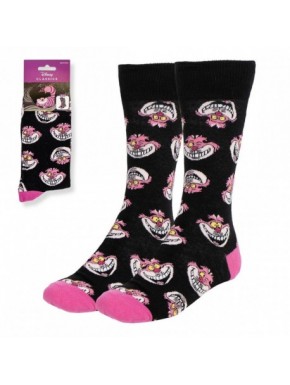 Chaussettes Disney Alice avec Chat de Cheshire en noir et rose