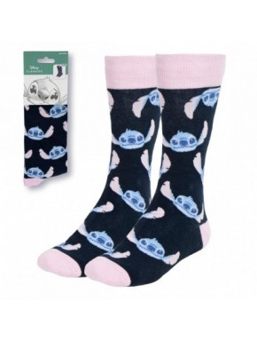 Calcetines oscuros de Stitch con detalles en rosa
