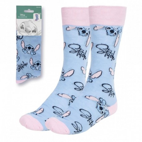 Chaussettes Stitch bleu ciel et rose
