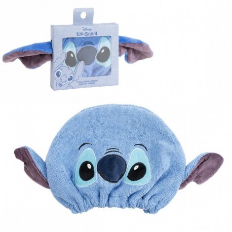 Serviette bleue pour cheveux avec design de Stitch