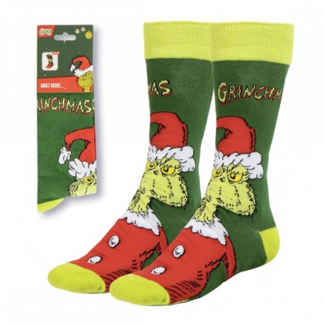 Chaussettes vertes du Grinch avec design festif