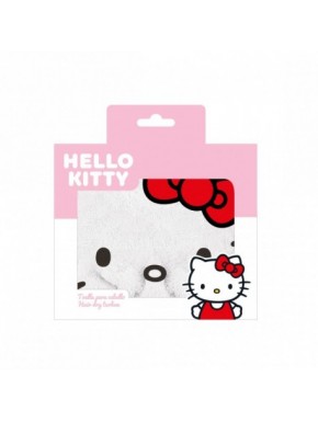 Toalla para cabello Hello Kitty blanca con lazo rojo