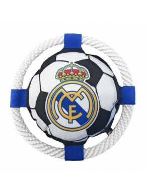 Frisbee pour chien Real Madrid avec corde, blanc, emblème du club