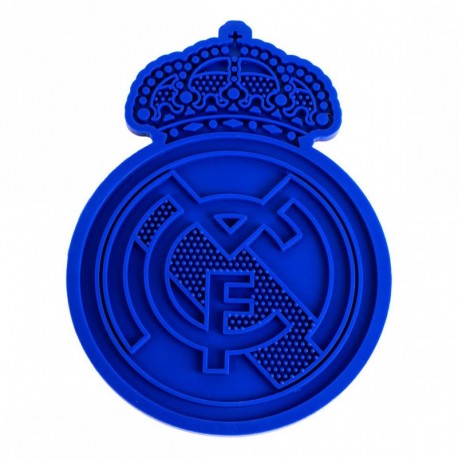 Comedouro azul de silicone com logo do Real Madrid