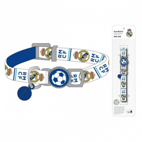 Coleira azul Real Madrid 100% poliéster para gato