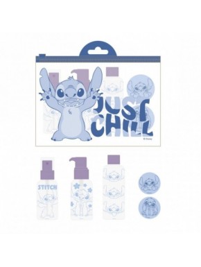 Set de cuidado personal viaje Stitch azul con envases y estuche