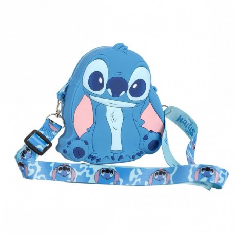 Bolsa de silicone azul Stitch com alça ajustável