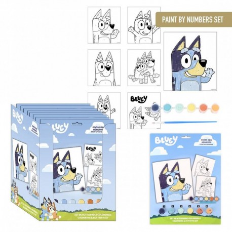 Set de papelería coloreable Bluey con acuarelas y pincel