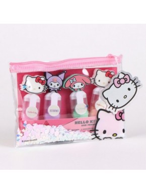 Set de subrayadores multicolor Hello Kitty con bolsa de lentejuelas.