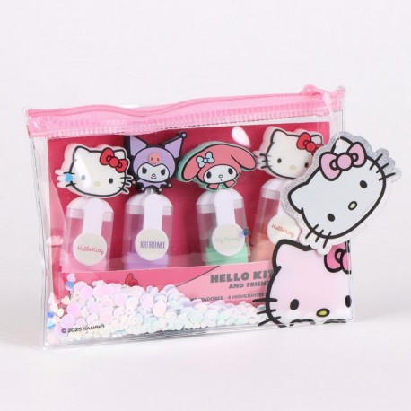 Multicolor Hello Kitty highlighter set with sequin bag.