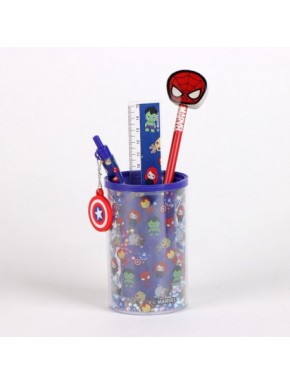 Set de papelería Avengers multicolor con portalápices