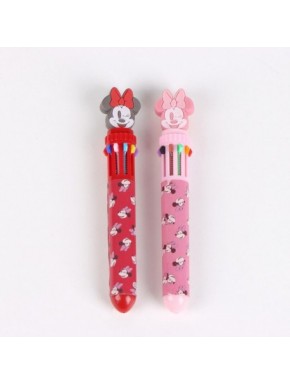 Stylo multicolore Minnie Mouse en rouge et rose