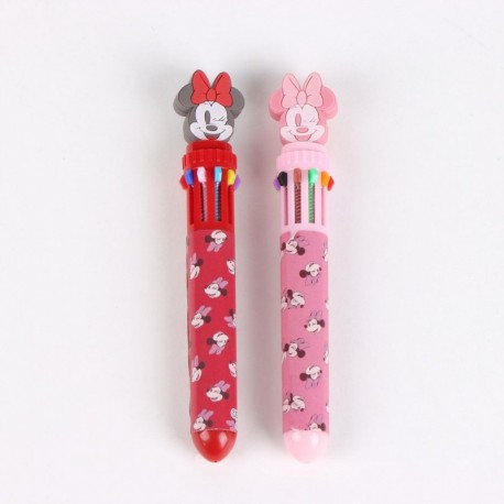 Stylo multicolore Minnie Mouse en rouge et rose