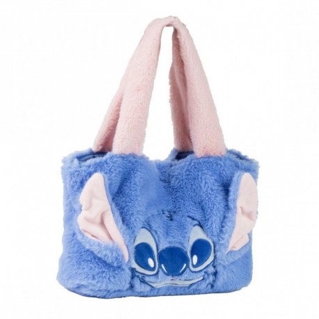 Blue Stitch plush bag with pink handles
