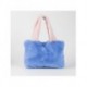 Blue Stitch plush bag with pink handles