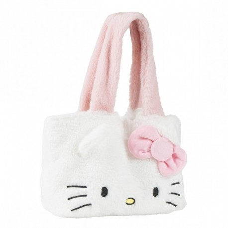White Hello Kitty polyester plush shopping bag