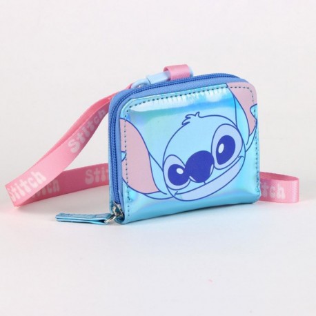 Monedero iridiscente de Stitch en azul y rosa