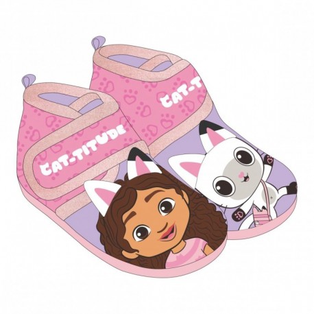 zapatillas de casa Gabby's Dollhouse rosas con personajes